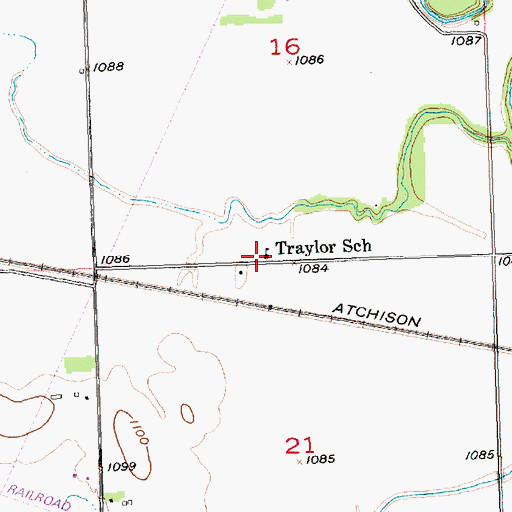 Topographic Map of Traylor School, KS