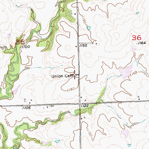 Topographic Map of Union Cemetery, KS