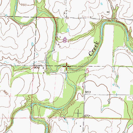 Topographic Map of Iantha Creek, KS