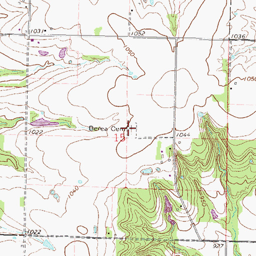 Topographic Map of Berea Cemetery, KS