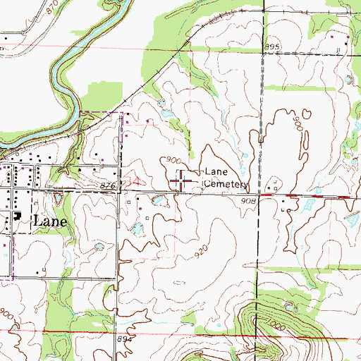 Topographic Map of Lane Cemetery, KS