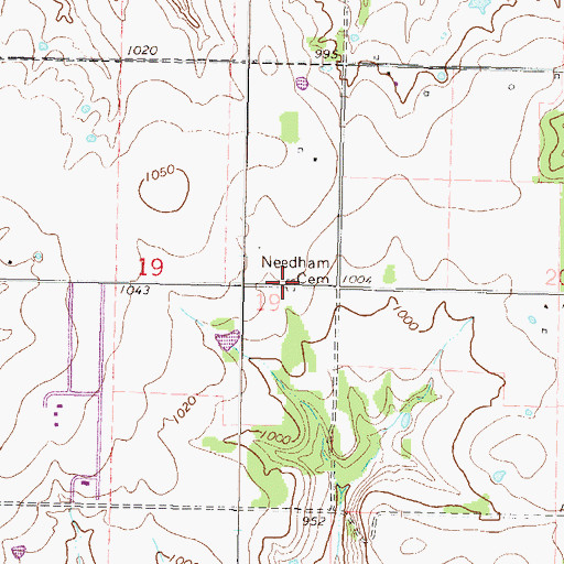 Topographic Map of Needham Cemetery, KS