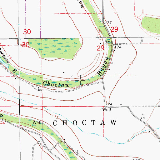 Topographic Map of Choctaw Bayou, AR