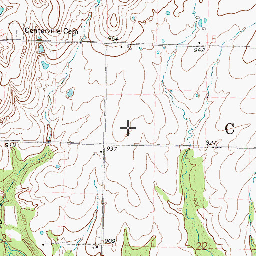 Topographic Map of Township of Centerville, KS