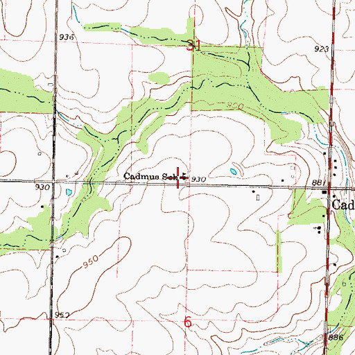 Topographic Map of Cadmus School, KS