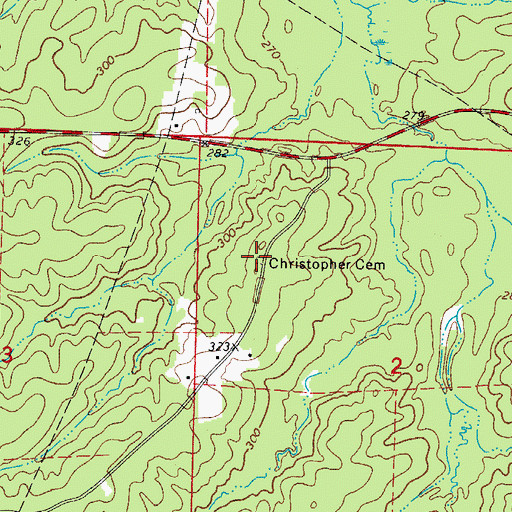 Topographic Map of Christopher Cemetery, AR