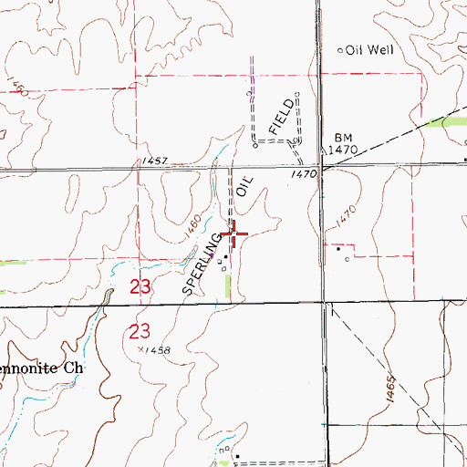 Topographic Map of Sperling Oil Field, KS