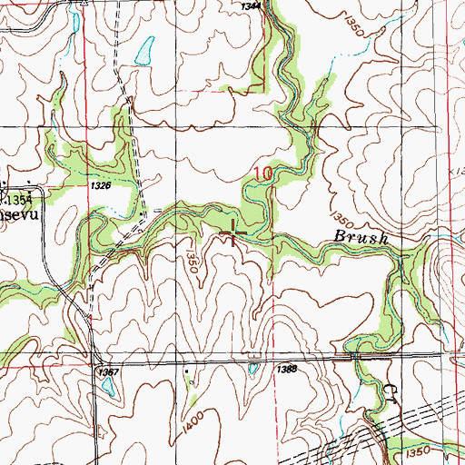 Topographic Map of Brush Creek, KS
