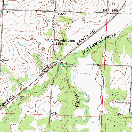 Topographic Map of Skunk Branch, KS