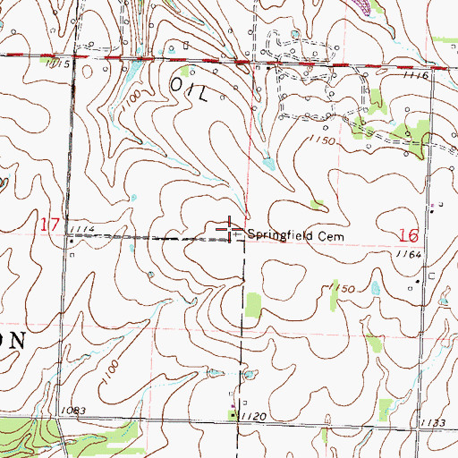 Topographic Map of Springfield Cemetery, KS