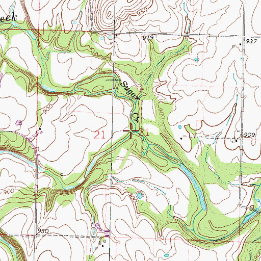 Topographic Map of South Fork Sugar Creek, KS