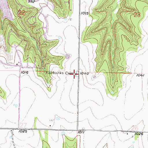 Topographic Map of Fairbanks Cemetery, KS