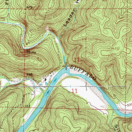 Topographic Map of Clabber Creek, AR