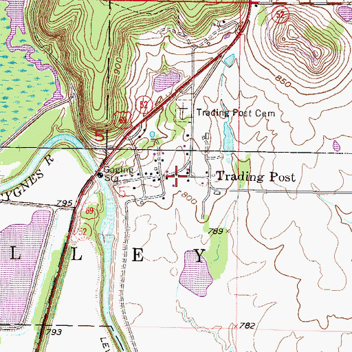 Topographic Map of Trading Post, KS