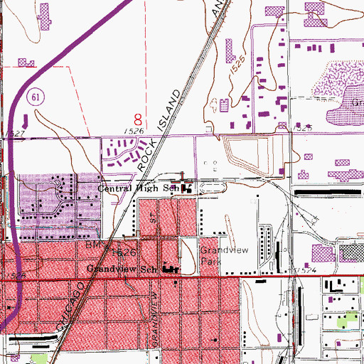 Topographic Map of Central High School, KS