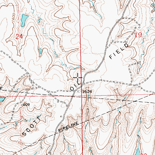 Topographic Map of Scott Oil Field, KS