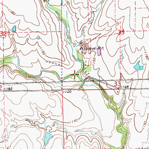 Topographic Map of Indian Creek, KS
