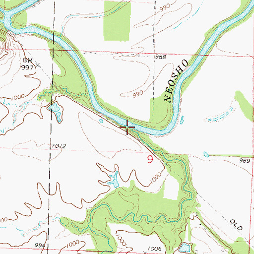 Topographic Map of Duck Creek, KS