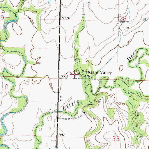 Topographic Map of Pleasant Valley Cemetery, KS