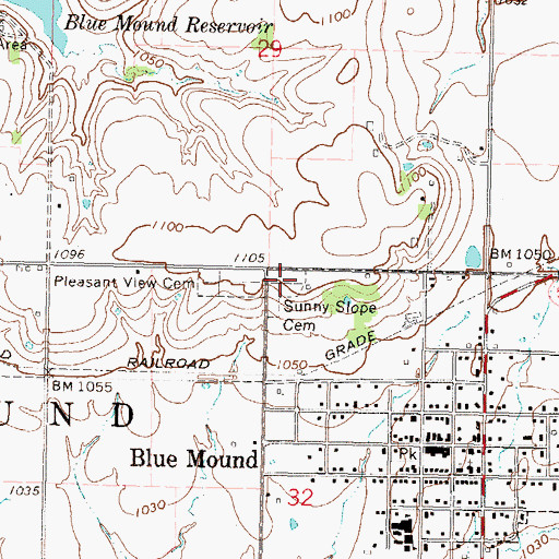 Topographic Map of Sunny Slope Cemetery, KS