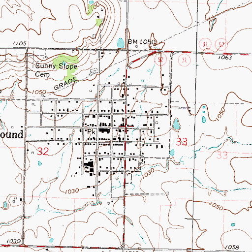 Topographic Map of Blue Mound, KS