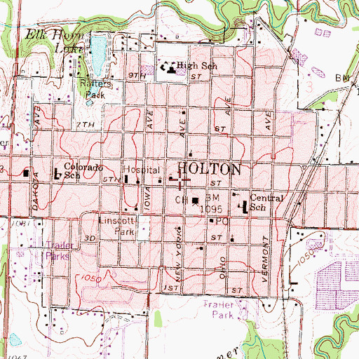 Topographic Map of Holton, KS