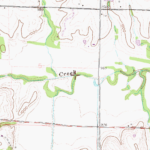 Topographic Map of Bills Creek, KS