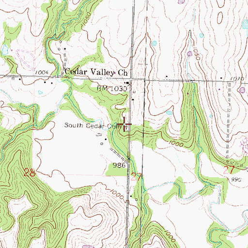 Topographic Map of South Cedar Cemetery, KS