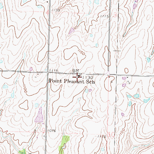 Topographic Map of Point Pleasant School (historical), KS