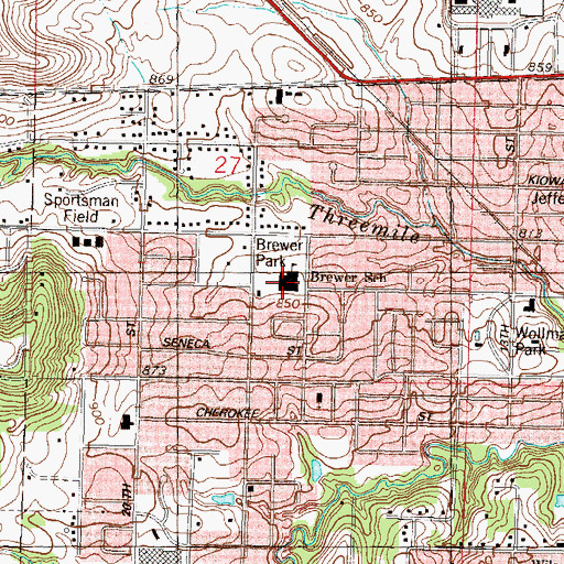 Topographic Map of David Brewer Elementary School, KS
