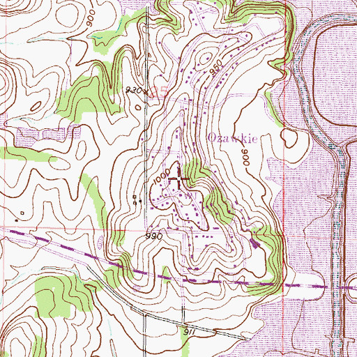 Topographic Map of Ozawkie, KS