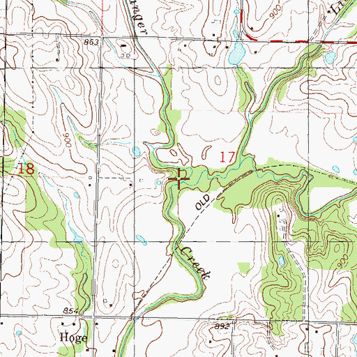 Topographic Map of Little Sandy Creek, KS