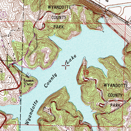 Topographic Map of Wyandotte County Park, KS