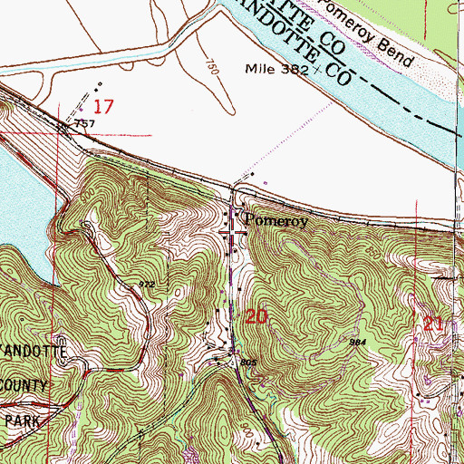 Topographic Map of Pomeroy, KS