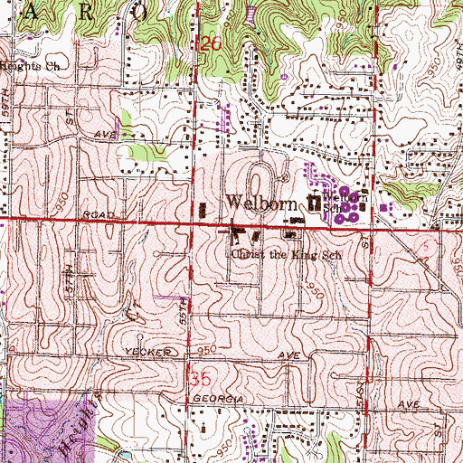 Topographic Map of Christ the King School, KS