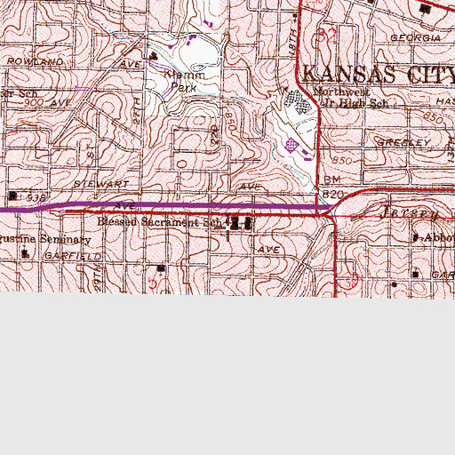 Topographic Map of Blessed Sacrament School (historical), KS