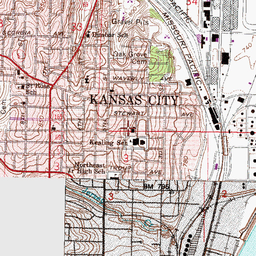 Topographic Map of Banneker Elementary School, KS
