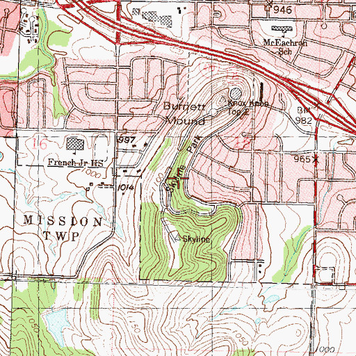 Topographic Map of Skyline Park, KS