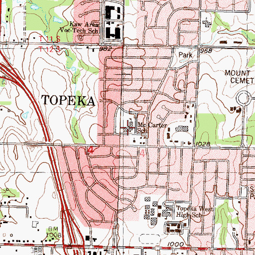 Topographic Map of McCarter Elementary School, KS