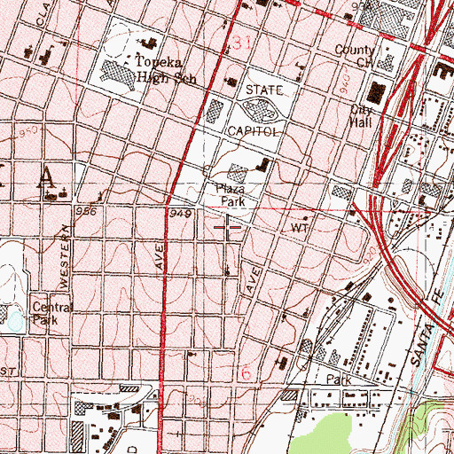 Topographic Map of Plaza Park, KS