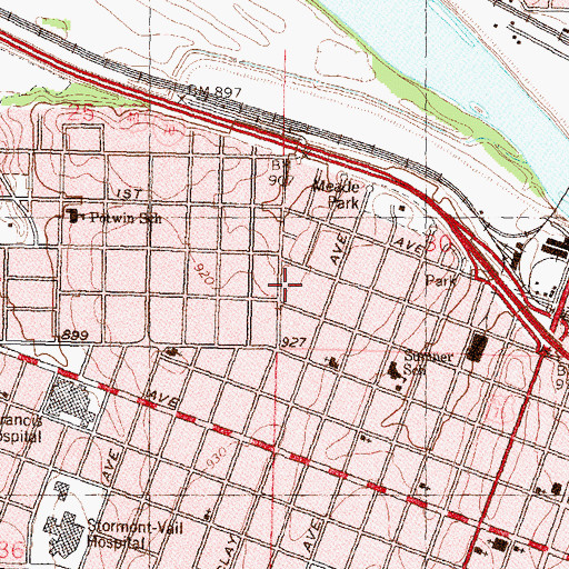 Topographic Map of Roosevelt Junior High School (historical), KS