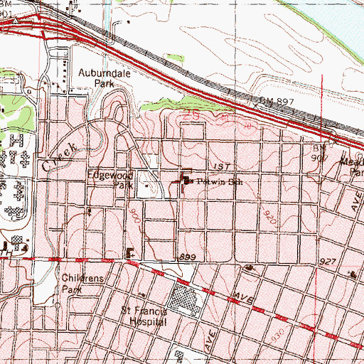 Topographic Map of Potwin Elementary School (historical), KS