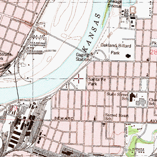 Topographic Map of Santa Fe Park, KS