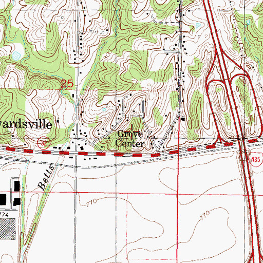 Topographic Map of Grove Center, KS