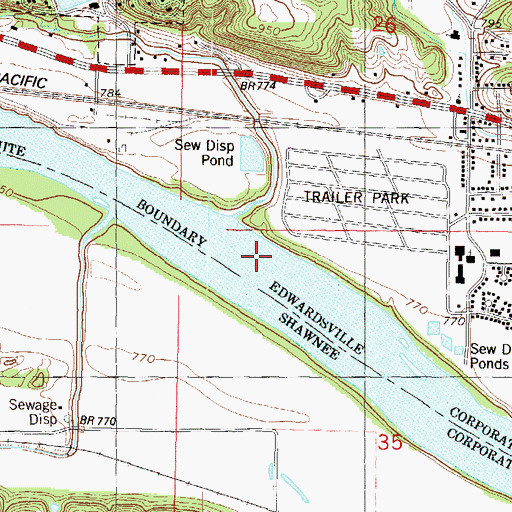 Topographic Map of West Mission Creek, KS