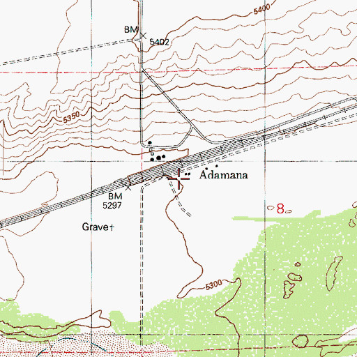 Topographic Map of Adamana, AZ