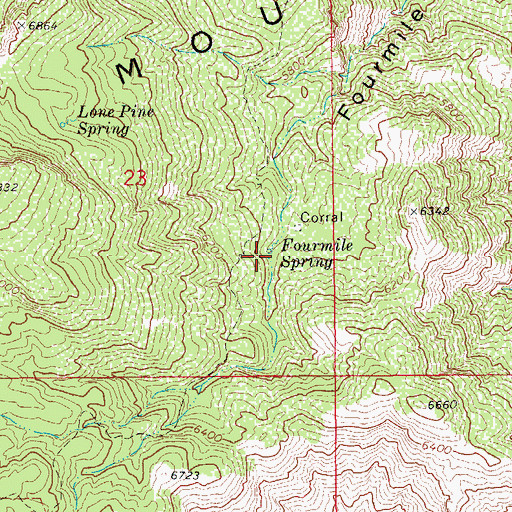 Topographic Map of Fourmile Spring, AZ