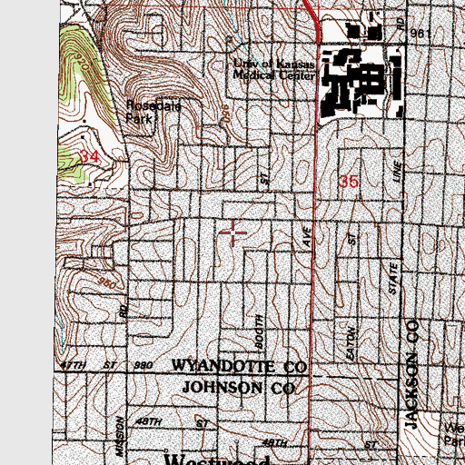 Topographic Map of Frank Rushton Elementary School, KS