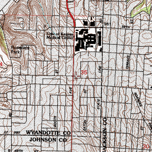 Topographic Map of Ruston School, KS
