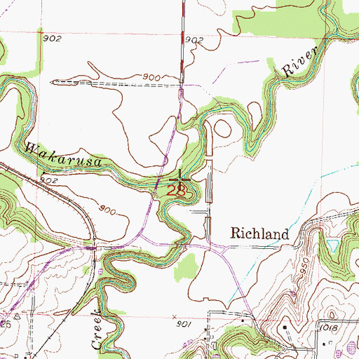 Topographic Map of Camp Creek, KS